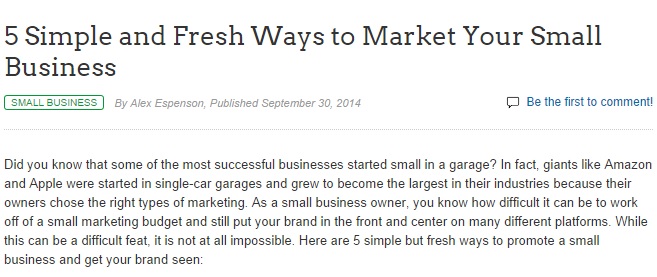 Market Your Small Business